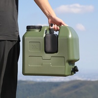 Contenedor de Agua Portátil para Acampar al Aire Libre, Bidón de Almacenamiento de Agua de Grado Alimenticio PE con Grifo Integrado, Libre de BPA, Contenedor de Agua Portátil Grande