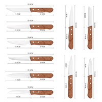 Logo personnalisable Manche en bois Éplucheur 6 pièces et couteau de cuisine multifonctionnel avec couteau à steak dentelé durable