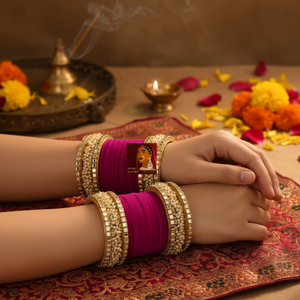 <b>Gold</b> Plated Mirror & Pearl Velvet <b>Bangles</b> <b>Set</b> for Women Traditional Ethnic Fashion Jewelry <b>Set</b> for Special & Special Occasions - Product Image 3