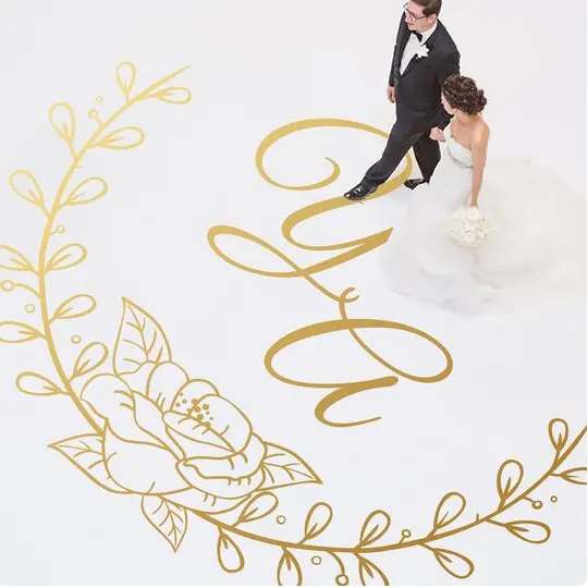 140 g abnehmbarer Hochzeits-Vinyl-Boden Dekal individuelle Klebe-Wandpappe für Hochzeit Tanzböden wasserdicht für Küche und Badezimmer