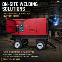 Générateur de soudage diesel silencieux Weichai 40 kW 500 A monophasé/triphasé, démarrage automatique/à distance, CC 400 V/110 V, refroidissement par eau, pour chantier extérieur