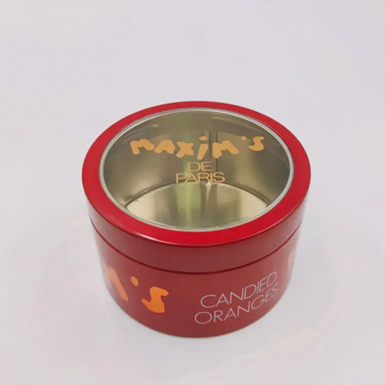 See Through Can Round Shape Metal Box Gift Box Packing Tea Or Watch Tin Box With Window