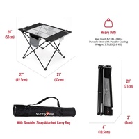 Table de camping pliable en tissu Core, compacte et légère, avec porte-gobelet et poche latérale pour pelouse/extérieur