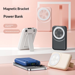 Banco de Energía Inalámbrico Magnético de Plástico con Batería de Litio-Polímero de 10000 mAh, Carga Rápida de 22.5 W, Cables Tipo C Integrados, Soporte Portátil - Product Image 3