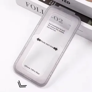 Pelindung layar Tempered Glass, Penyelaras otomatis bebas debu 9H 2.5D, Kit instalasi mudah untuk iPhone 12 13 14 15 Pro Max Plus