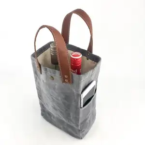 Promozionale Eco Friendly speciale vino birra portabottiglie borse Drink Cooler tela cerata Tote Wine Bag con manico