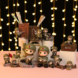 Figura Decorativa de Resina de Soldado Militar Creativo, Portaplumas, Decoración de Escritorio, Regalo - Product Image 1