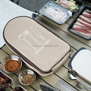 Vaisselle de pique-nique Portable en acier inoxydable ensemble de salle à manger avec sac à main 8 pièces Camping en plein air ustensiles de cuisine ensembles de couteaux de cuisine - Product Image 5