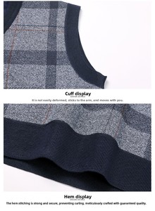 Gilet <span class=keywords><strong>pull</strong></span> sans manches en maille légère à col en V pour homme, coupe classique, essentiels haut de gamme, vente en gros personnalisée - Product Image 5