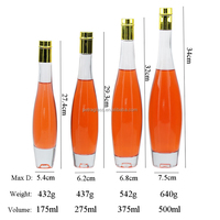 Vente en gros 175ml 275ml 375ml 500ml Verre Vin Vodka Gin Rhum Alcool Whisky Bouteille Thé Boisson Liqueur Bouteille