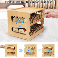 Organizador de Latas de Bambú con Diseño FIFO de 2 Niveles, Estante para Almacenamiento de Comida para Gatos, Dispensador de Comida Enlatada para Cocina y Despensa