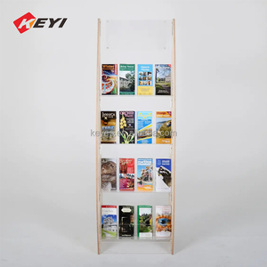 Op Maat Gemaakte 4-Tier Vloer-Mounted Display Rack Hout En Acryl Kaart & <span class=keywords><strong>Magazine</strong></span> Stand - Product Image 3