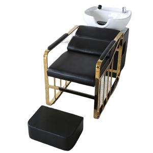 Chaise de lavage inclinable en noir avec lavabo, idéale pour salon de coiffure, offre spéciale, - Product Image 1