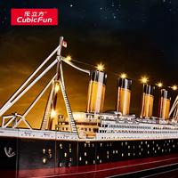 Nouveautés Puzzle 3D en Bois Jeu de Modélisme en Papier HMS Victory Titanic avec Lumière LED, Jouets à Assembler pour Adultes