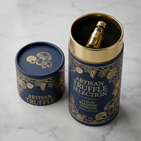 Cylindre en papier spécial sur mesure pour huile de truffe et vinaigre balsamique de luxe avec logo de marque personnalisé et plateau intégré