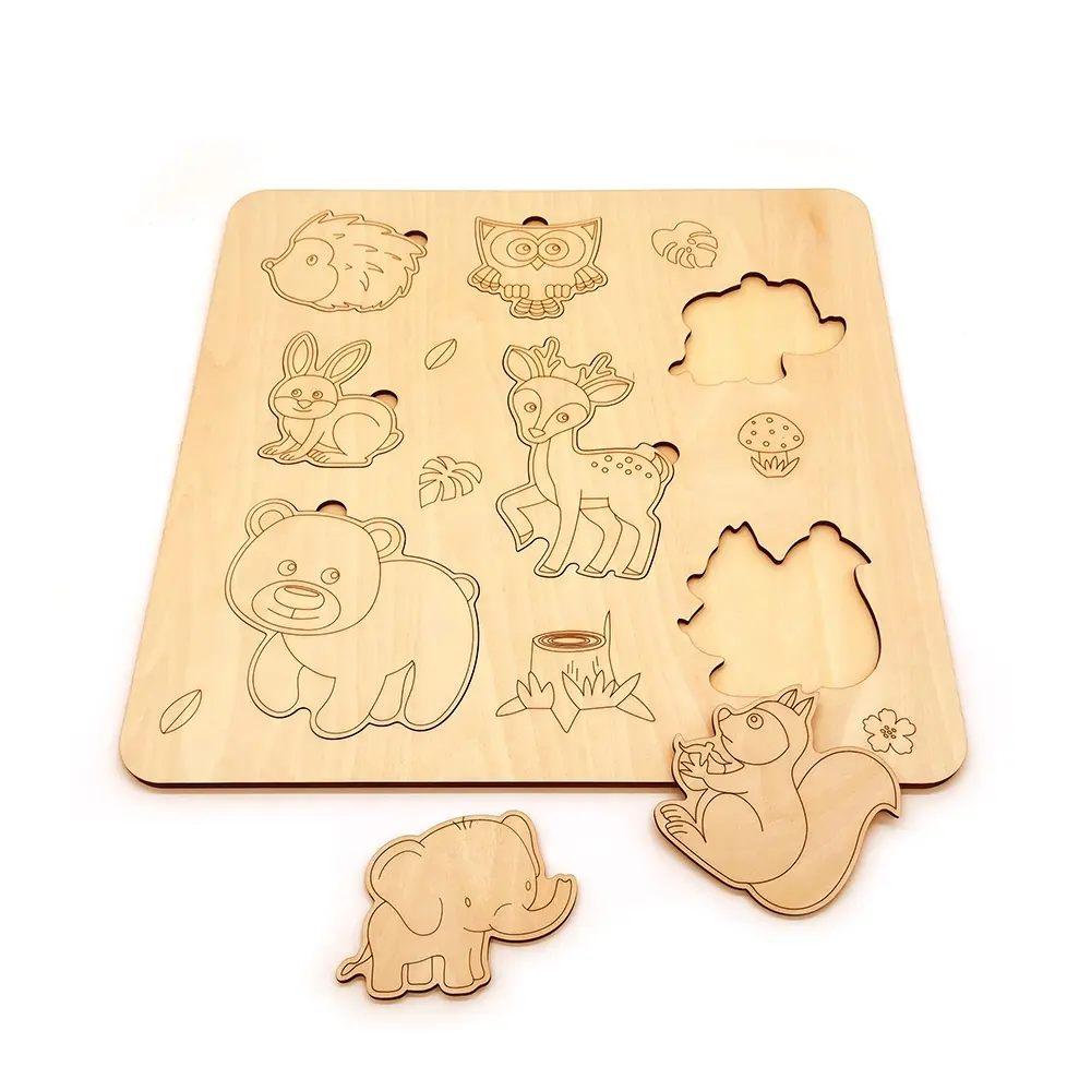 baby hand grasp wooden puzzle toy alphabet and digit learning wooden puzzle animal for children