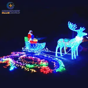 Heißer verkauf outdoor Weihnachts LED santa claus mit schlitten und rentier licht