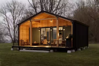 Maison de conteneur d'expédition préfabriquée extensible de 20 pieds et 40 pieds Cabine d'arrière-cour Petites maisons de conteneur avec buanderies