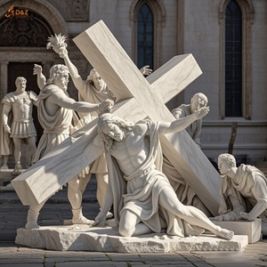 Chrétien Catholique Célèbre Grande Statue Pierre Sculpter Jésus 14 Stations Troisième Station Marbre <span class=keywords><strong>Blanc</strong></span> Jésus Première Fois Chutes Sculpture - Product Image 3