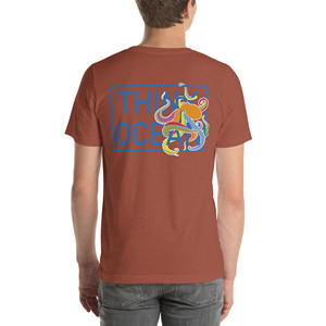 T-shirt brodé en coton fluorescent Think Ocean Octopus - Product Image 3