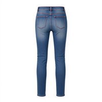 Jean droit fuselé délavé et déchiré en twill extensible avec braguette boutonnée – Confortable et respirant pour un usage décontracté