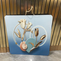 Nouvelle Décoration Murale Moderne : Art Mural Sculpté Sans Cadre en Porcelaine, Motif Papillon et Fleurs Nordiques, avec Cristaux et Cordes