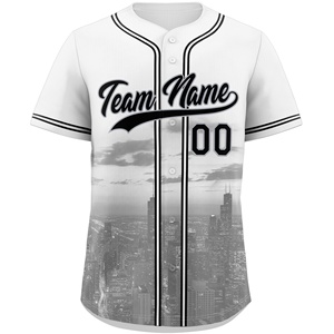 Groothandel op maat bedrukte plus size baseball shirts van de beste kwaliteit, gepersonaliseerde stadslandschap stijl, authentieke jersey - Product Image 2