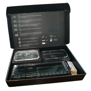 กล่องอาหารแบบใช้แล้วทิ้งพับได้พิมพ์โลโก้ได้ กล่องกระดาษสำหรับบาร์บีคิวแบบพกพา กล่องกระดาษลูกฟูกสำหรับบาร์บีคิวพร้อมช่องใส่ - Product Image 1