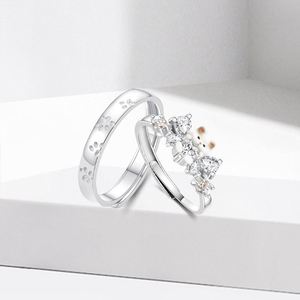 Anillos De Pareja Silver Plated Cute <b>Cat</b> Zircon Couple <b>Ring</b> Couple Accessories Wedding Adjustable Open <b>Ring</b> Wedding Jewelry - Product Image 2