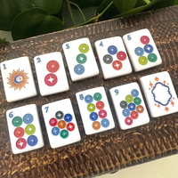 Jeu de Mahjong américain avec motifs imprimés vert sauvage, un jeu de société de Mahjong pour les soirées entre amis et le divertissement