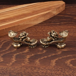 เครื่องประดับกะหล่ำปลีนำโชคทองเหลือง 2 ชิ้น ของตกแต่งสไตล์จีนโบราณสำหรับห้องนั่งเล่น ตกแต่งบ้าน - Product Image 2
