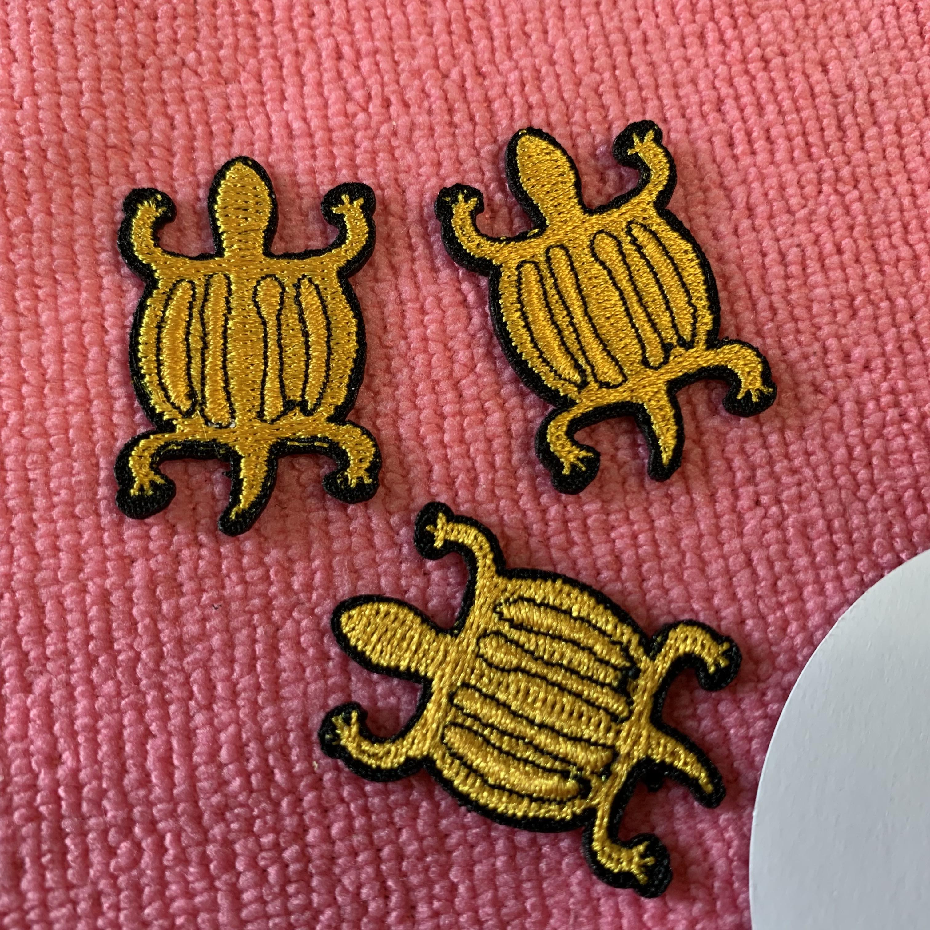 乌龟标志热压刺绣贴片，金色铁刺绣乌龟徽章服装| Alibaba.com