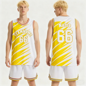 Uniforme de <span class=keywords><strong>Baloncesto</strong></span> Personalizado, Ropa Deportiva, Clase Blanca y Roja, 100% Poliéster, Reversible, <span class=keywords><strong>Europeo</strong></span>, Transpirable, para Entrenamiento Juvenil - Product Image 2