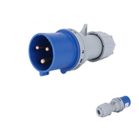 Steker Industri Tahan Aus Tinggi IP44 Tahan Air JORDY JD023 3P 32A 230V Biru Fase Tunggal Konektor Tugas Berat