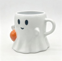 Mug en céramique fantôme 3D mignon, décoration d'Halloween, tasse à café/eau, nouveauté, poignée fantôme effrayante, compatible lave-vaisselle, Halloween