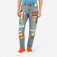 Классические джинсовые брюки для мужчин, джинсы, стильные Лоскутные прямые джинсы