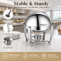 Großhandel Edelstahl-Buffetwärmer mit Sichtklappe, rund, vierbeinig, für Restaurant, Hotel, Frühstück, Speisenwärmer