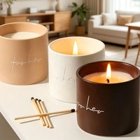 Tasse en céramique de luxe, design minimaliste nordique, bougie parfumée aux huiles essentielles végétales, parfum longue durée