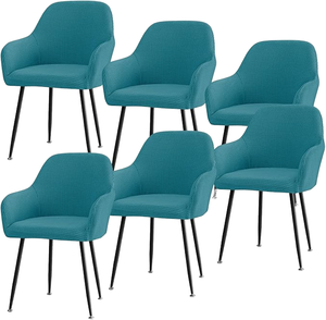 Silla de Comedor Nórdica Moderna de Terciopelo Azul con Patas de Metal, Sillas de Comedor Modernas de Estilo Europeo para Muebles de Restaurante - Product Image 1