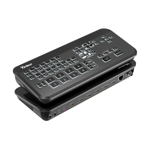 4-Channel HDMI Live Stream Switcher, Video Mixer Switcher w/PVW & PGM 2-HDMI Output, 3.5mm Audio
