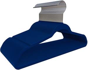 Winwin Wholesale Non Slip Space Saving Single Tier Heavy Duty Durable Blue <strong>Velvet</strong> Flocking <strong>Coat</strong> Suit Hanger for Wardrobe - Product Image 4