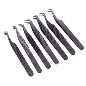 Pinzas para pestañas de volumen con punta de fibra, pinzas de acero inoxidable para injerto de pestañas postizas, pinzas con punta dentada chapadas en oro para sujetar pestañas - Product Image 3