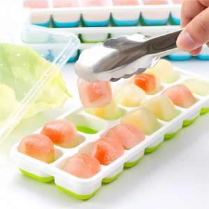 Plateau à <span class=keywords><strong>glaçons</strong></span> en silicone à 14 trous à dégagement facile avec couvercles DIY Summer Drink Fruit Popsicle Mold Ice Maker Tools - Product Image 3