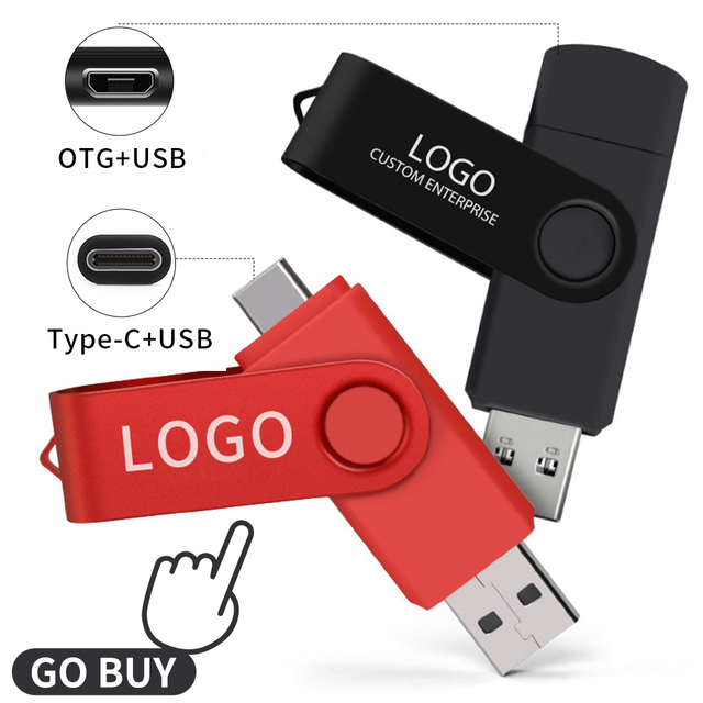 TYPE-C OTG Pen Drive USB3.0 2 in 1 High Speed USB Flash Drives Custom logo Memory Stick 8GB-256GB Business Gift Memoria USB Disk