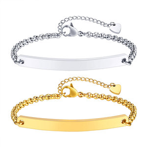 Pulsera y brazalete de moda de acero inoxidable 316L resistente al agua y al deslustre, chapado en oro de 14K y 18K, ajustable, para mujer. - Product Image 1