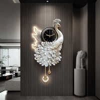 Horloge murale moderne, peinture décorative murale pour fond TV, nouvelle peinture murale 3D effet paon 2026 pour salon