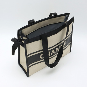 Bolsa de Playa de Lino Personalizada con <span class=keywords><strong>Iniciales</strong></span> y Logotipo, Elegante y Duradera, para Mujer, Bolsa Cruzada de Gran Capacidad con Cierre - Product Image 2