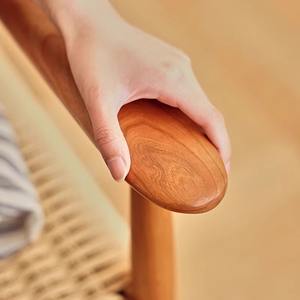 Silla Oar de Madera de Cerezo con Asiento de Ratán, Silla de Comedor Estable para Adultos - Product Image 4