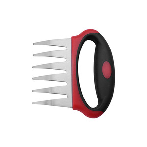 Stainless Steel Meat Shredder Bear Claw Design Red Handle Kitchen Tool For Chicken Turkey Fork Shredding Meat - Product Image 3