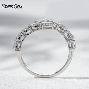 StarsGem Anillo Unisex de Oro Sólido de 10K con Baño de Rodio, Diamante Cultivado en Laboratorio de 0.87CTW, Corte Marquesa Graduado, Frente Abierto, para Aniversario - Product Image 4